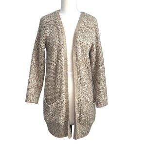 COTTON ON beige long knitted sweater with double pockets in size small